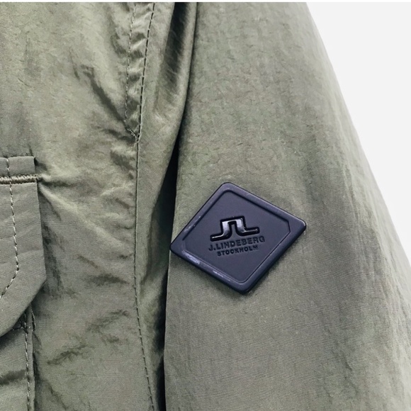 J Lindeberg Farren Nickel Memo Military Jacket Nylon Olive Green Size Small - Picture 6 of 9
